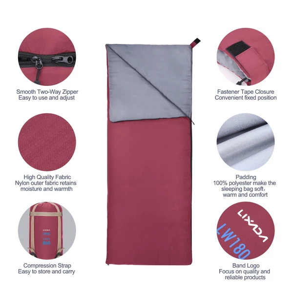 Lixada Outdoor Envelope hálózsák - Bordó