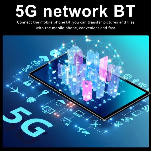 10,1 hüvelykes 8GB+256GB 5G táblagép MTK6797 128GB bővíthető memória BT5.0 7000mAh akkumulátor - Kék