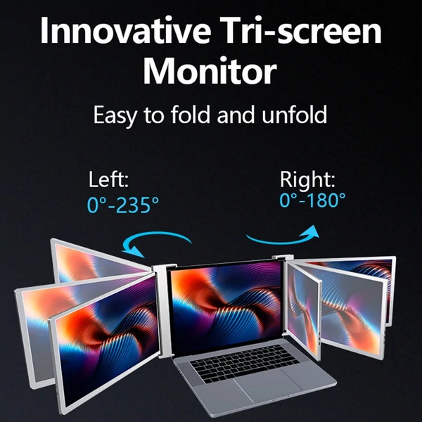 Hordozható háromképernyős monitor laptop bővítőképernyő 1920*1200 felbontás 15-17 hüvelykes laptophoz - 14 hüvelykes