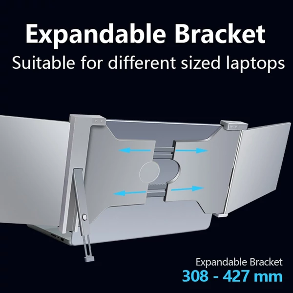 Hordozható háromképernyős monitor laptop bővítőképernyő 1920*1080 felbontás 15-17 hüvelykes laptophoz - 14 hüvelykes