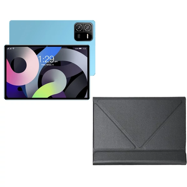 10,1 hüvelykes 1960*1080 High-Clear 4GB+64GB Android12 4G Tablet MT6755 128GB bővíthető memória BT4.2 6000mAh tokkal - Kék