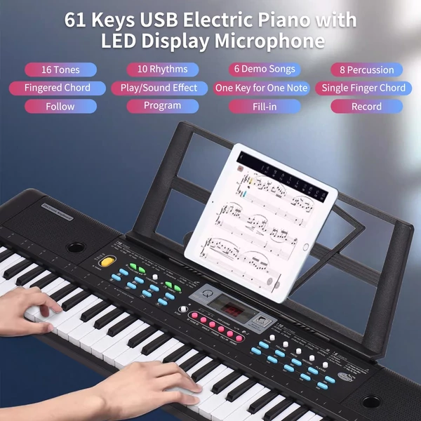 61 gombos USB elektronikus orgona gyerekeknek mikrofonnal