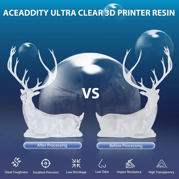 Aceaddity Ultra Clear 3D gyanta, nagy átlátszóságú, nagy pontosságú és alacsony szagú, 1 kg/palack