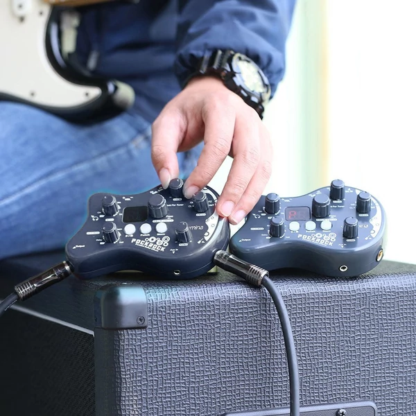 summina PockRock hordozható gitár több effekt processzoros effektpedál tápadapterrel - Fekete