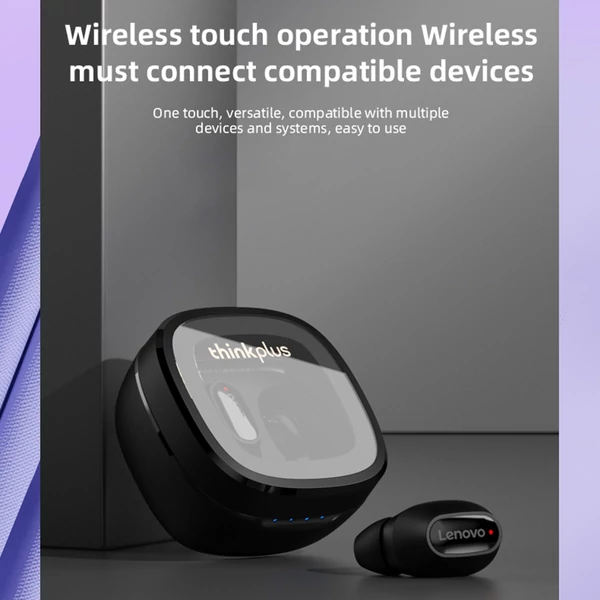 Lenovo XT62 BT5.3 True Wireless Sport fülbe helyezhető fülhallgató, érintőképernyős vezérlés mikrofonnal, 300 mAh töltőtokkal - Pink