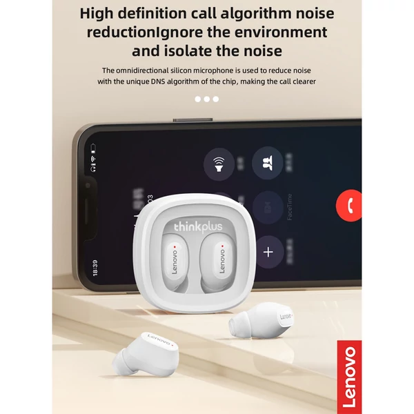 Lenovo XT62 BT5.3 True Wireless Sport fülbe helyezhető fülhallgató, érintőképernyős vezérlés mikrofonnal, 300 mAh töltőtokkal - Lila