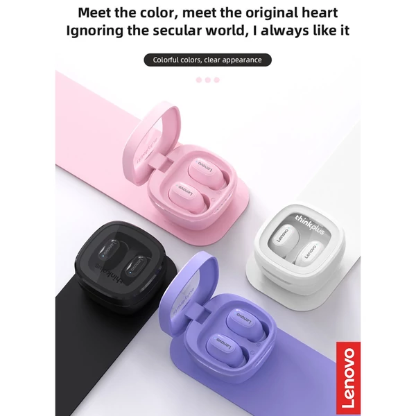 Lenovo XT62 BT5.3 True Wireless Sport fülbe helyezhető fülhallgató, érintőképernyős vezérlés mikrofonnal, 300 mAh töltőtokkal - Lila