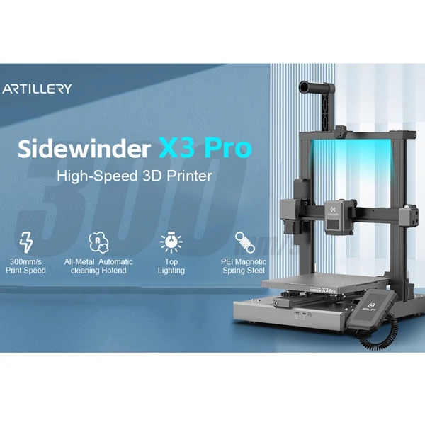 Artillery Sidewinder-X3 PRO 3D nyomtató 300 mm/s sebességű automatikus tisztító fúvókával 240x240x260mm nyomtatási méret