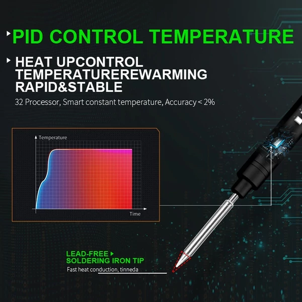 PTS200 Max 100 W 0,96 hüvelykes OLED kijelző Intelligens forrasztópáka ESP32 - BC2