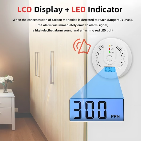 Elemes szén-dioxid-riasztó érzékelő LCD digitális kijelzővel (2 db)