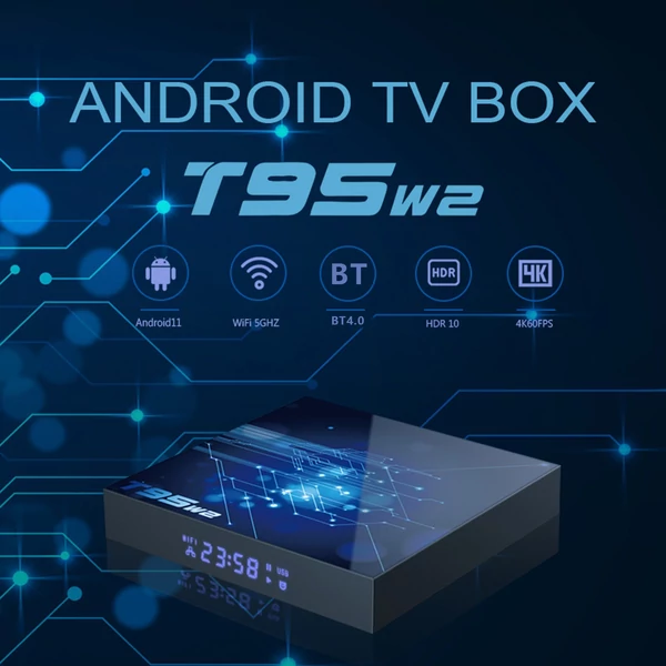 T95W2 Android 11.0 Smart TV Box Amlogic S905W2 Cortex-A53 UHD 4K Media Player 2.4G/5G WiFi AV1 VP9 H.265 Dekódolás távirányítóval - 2GB+16GB