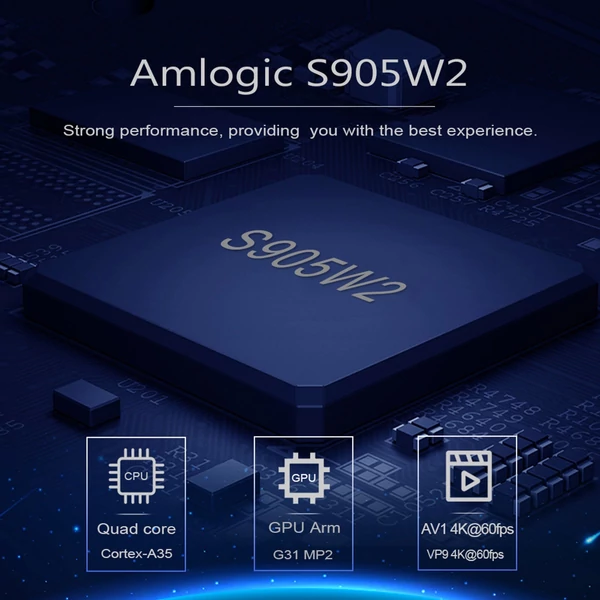 T95W2 Android 11.0 Smart TV Box Amlogic S905W2 Cortex-A53 UHD 4K Media Player 2.4G/5G WiFi AV1 VP9 H.265 Dekódolás távirányítóval - 2GB+16GB