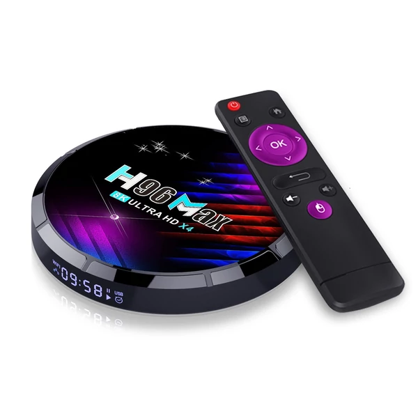 H96 Max X4 Android 11.0 Smart TV Box UHD 4K médialejátszó Amlogic S905X4 2.4G/5G WiFi AV1 H.265 VP9 dekódolás távirányítóval - 16GB