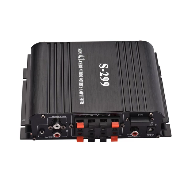 S-299 hordozható mini 4.1 audio sztereó végerősítő BT autós és otthoni kettős felhasználású 4*40W távirányítóval