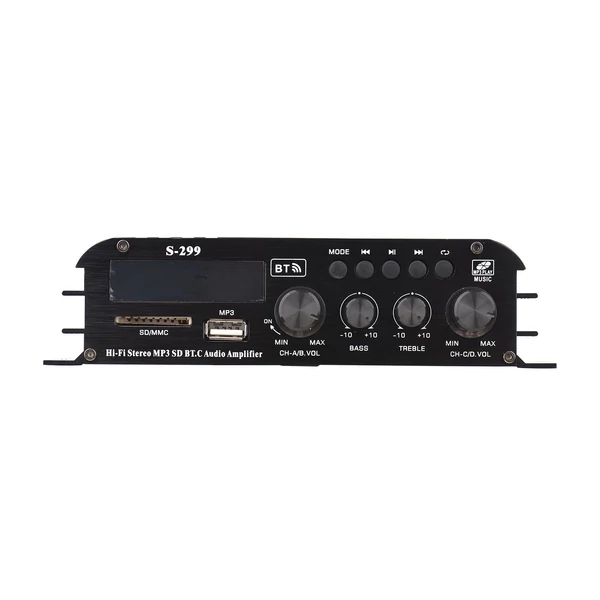 S-299 hordozható mini 4.1 audio sztereó végerősítő BT autós és otthoni kettős felhasználású 4*40W távirányítóval