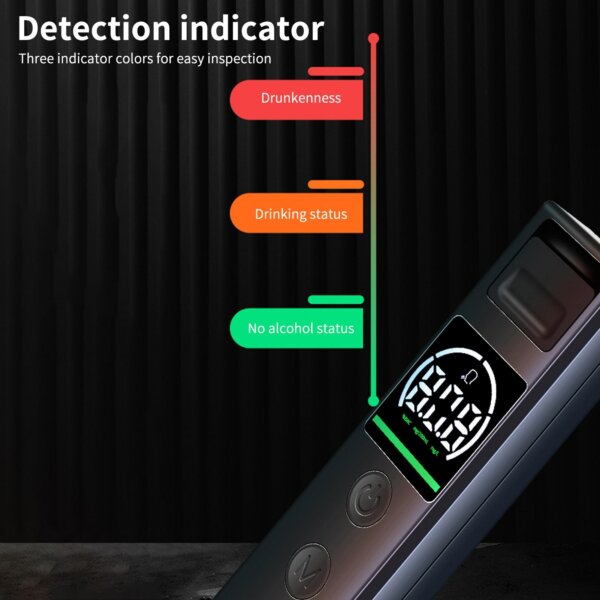 Hordozható alkoholmérő, érintésmentes, nagy pontosságú 3 színű kijelző