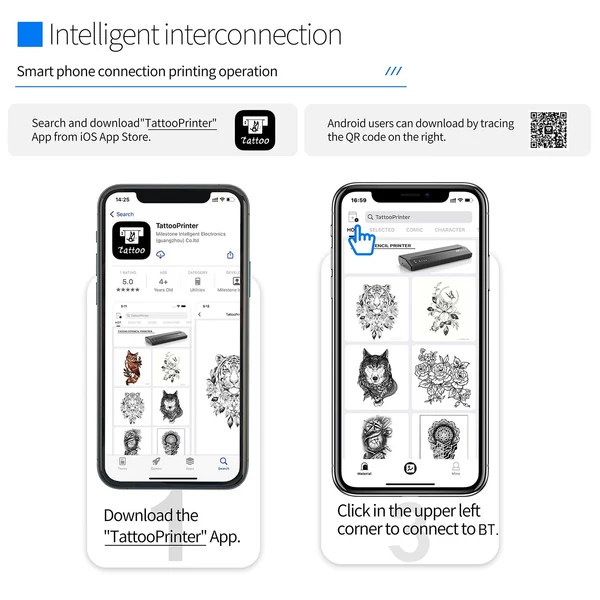 Bisofice BT+USB hőtetováló transzfer, stencilnyomtató 10 transzferpapírral, APP vezérlés