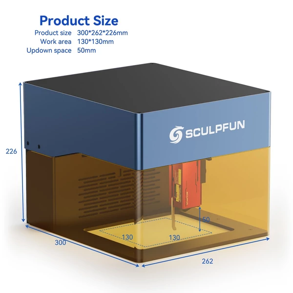 Sculpfun iCube 3W lézergravírozó füstszűrő hőmérséklet riasztóval