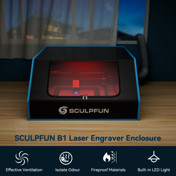 SCULPFUN B1 lézergravírozó védőburkolat erős szívóventillátorral, 680x765x380mm