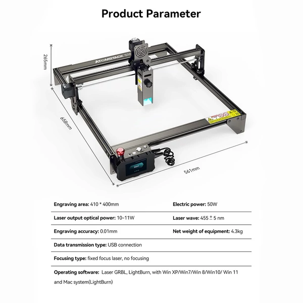 ATOMSTACK S10 Pro CNC asztali lézergravírozó vágógép