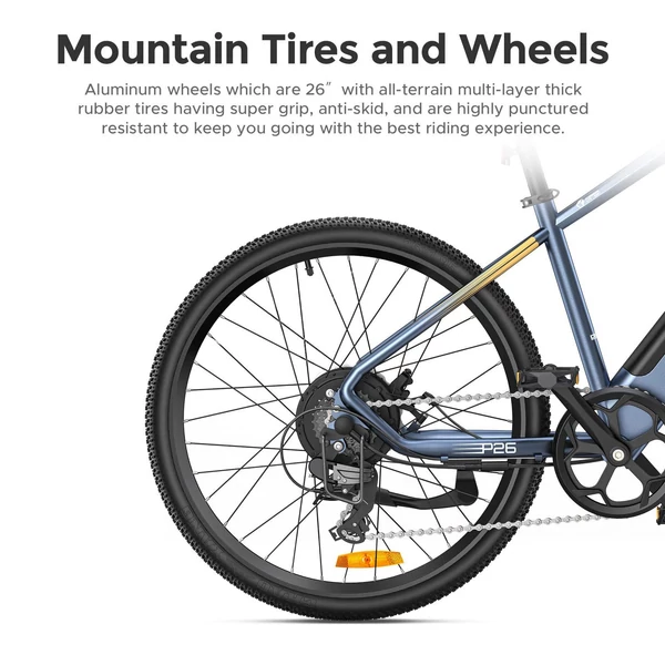 ENGWE P26 26 * 1,95 hüvelykes 250 W-os elektromos kerékpár 100 km-es hatótáv 36 V 17 AH lítium akkumulátor - Szürke
