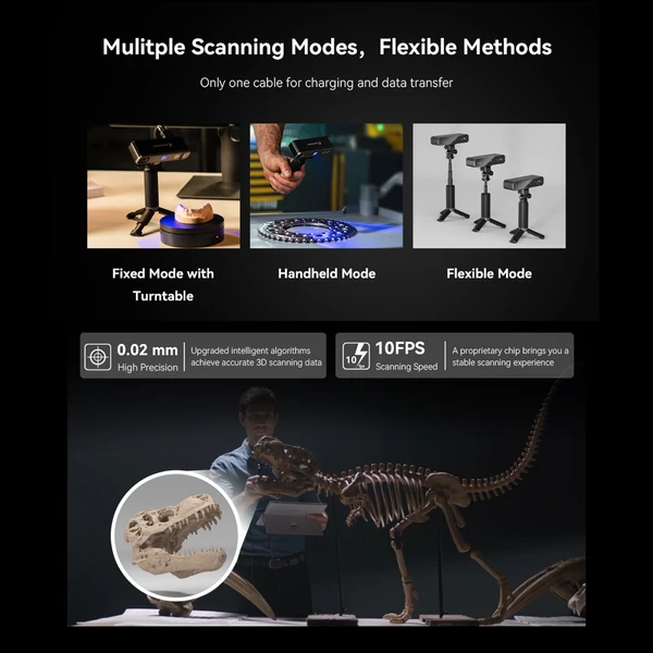 Revopoint MINI 3D szkennerkészlet kézi és kéttengelyes asztal szkennelési módba