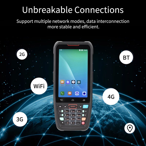 Kézi POS Android 10.0 PDA-terminál töltőaljzattal 1D/2D/QR vonalkódolvasó 3GB+32GB 800W HD hátsó kamera