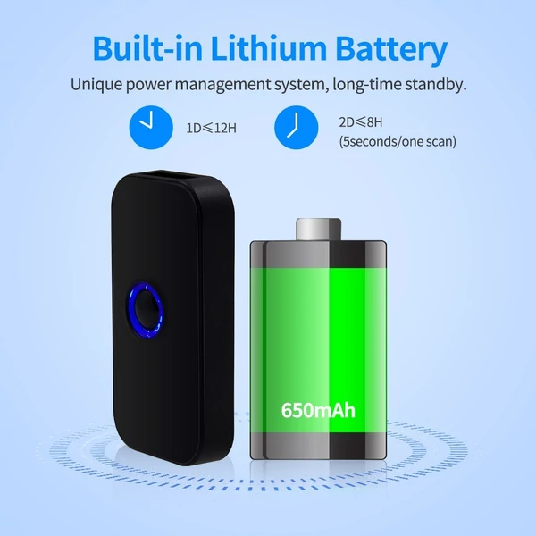 Kézi 3 az 1-ben 1D/2D/QR vonalkód olvasó BT / 2.4G vezeték nélküli és USB vezetékes csatlakozás támogatása