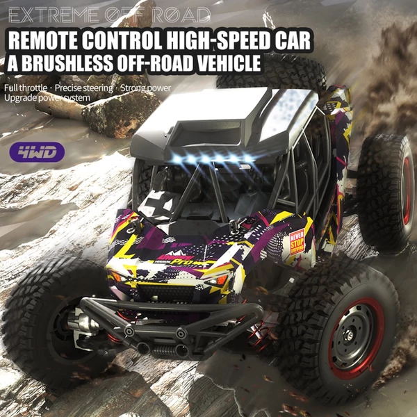 2,4 GHz-es 1/16 70 km/h sebességű távirányító 4WD terepjáró autó - Lila, 2 akkumulátor