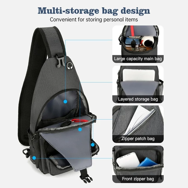 Sling Bag Crossbody Fanny Packs válltáska túrázáshoz - Fekete