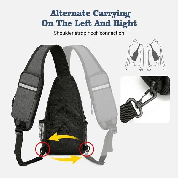 Sling Bag Crossbody Fanny Packs válltáska túrázáshoz - Fekete