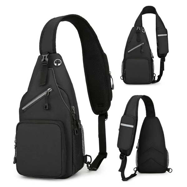 Sling Bag Crossbody Fanny Packs válltáska túrázáshoz - Fekete