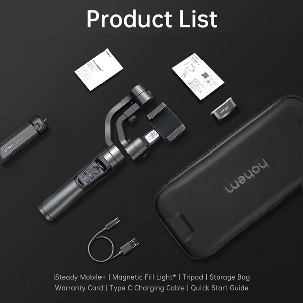 hohem 2024 iSteady Mobile+ 3 tengelyes karmantyú stabilizátor okostelefonhoz (mágneses töltőfénnyel)