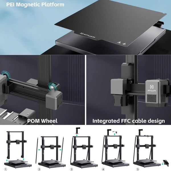 Artillery Sidewinder-X3 Plus 3D nyomtató 300 mm/s sebességű automatikus tisztító fúvókával 300x300x400mm nyomtatási méret