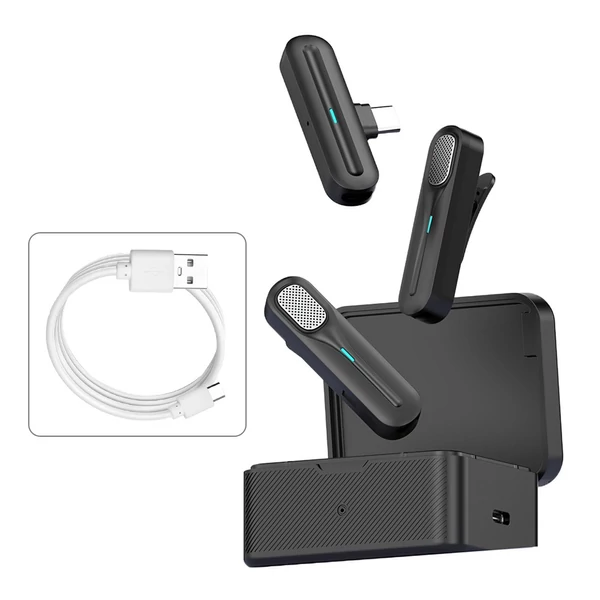 DX02 2,4 GHz-es vezeték nélküli Lavalier mikrofonrendszer Clip-on mikrofon (iOS Lightning digitális kimenet)