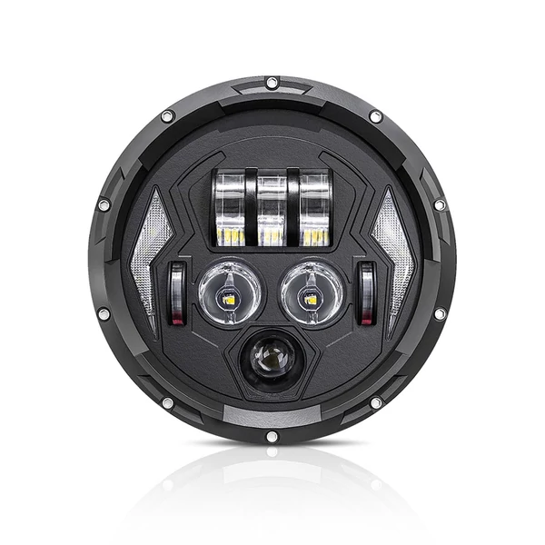 7 hüvelykes autó, motorkerékpár LED-es fényszóró DRL-vel / irányjelzővel / tompított fényszóróval / távolsági fényszóróval Jeep Wrangler JK TJ LJ CJ csere H4-H13 adapterrel (2 db)