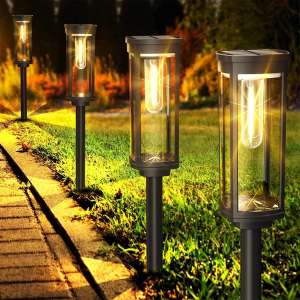 Napenergiával működő kültéri pázsit, járdavilágító dekoratív kerti lámpa (6db)