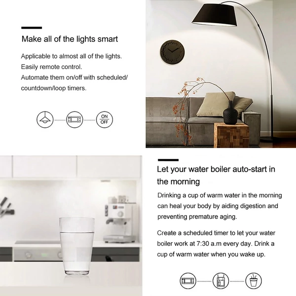 10A tuya Wifi intelligens időzítő kapcsoló, amely kompatibilis az Amazon Alexával és a Google Home-al (5 db/csomag)