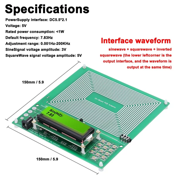 Állítható 0,001 Hz-200 KHz 7,83 Hz Schumann Rezonátor Ultra alacsony frekvenciájú impulzushullám-generátor