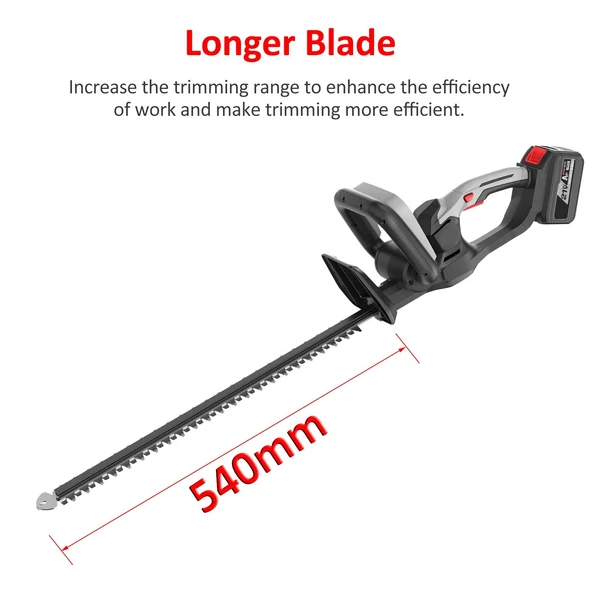 21 V akkumulátoros sövényvágó metszéshez 21 hüvelykes kettős működésű penge 6,0 Ah akkumulátorral és töltővel