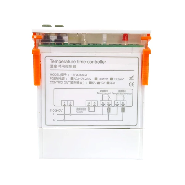ZFX-9060A 10A intelligens digitális termosztát időzítés fűtés/hűtés/hőmérséklet korrekció/adatzár/magas vagy alacsony hőmérséklet riasztás - AC110-220V