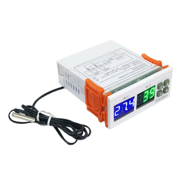 ZFX-9060A 10A intelligens digitális termosztát időzítés fűtés/hűtés/hőmérséklet korrekció/adatzár/magas vagy alacsony hőmérséklet riasztás - DC24V