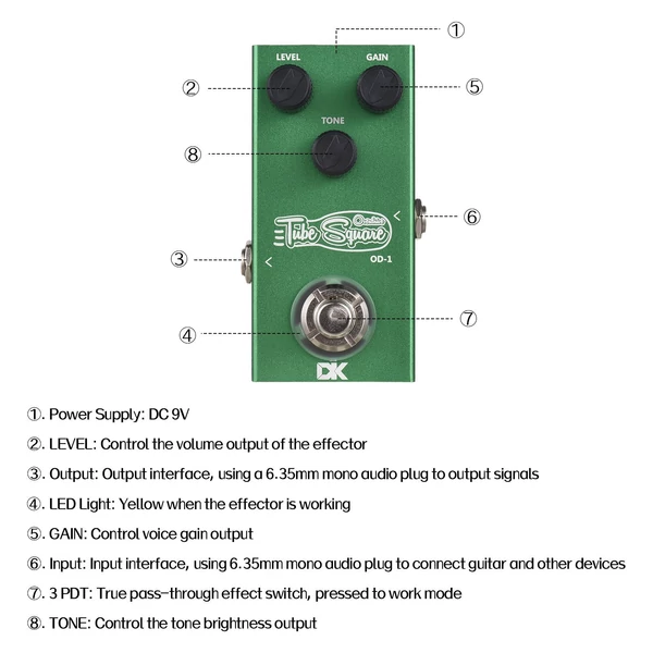 DK Guitar Overdrive pedál elektromos gitáreffektus pedál OD-1