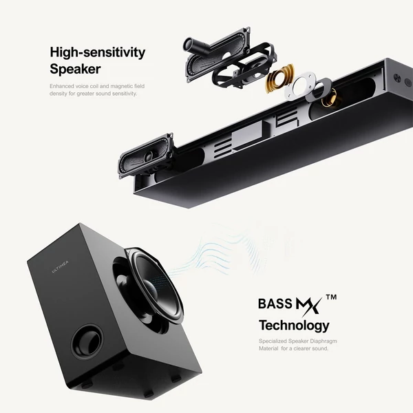 Ultimea Nova S50 Ultra-Slim BT5.3 Soundbar 2.1 csatornás mélynyomó készlet