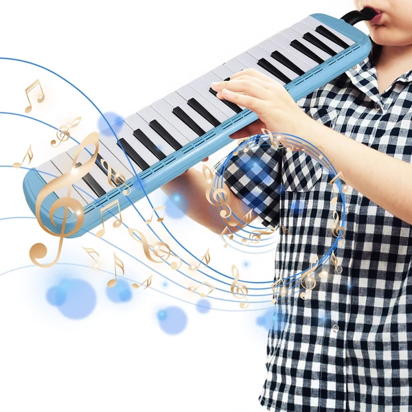 37 billentyűs Melodica hangszer Melodica Air Piano billentyűzet 2 puha fúvócsővel 2 fúvókával - Kék