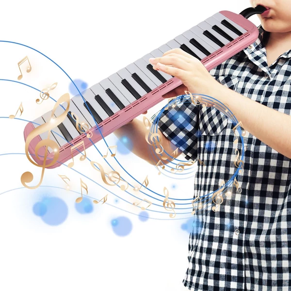 37 billentyűs Melodica hangszer Melodica Air Piano billentyűzet 2 puha fúvócsővel 2 fúvókával - Pink