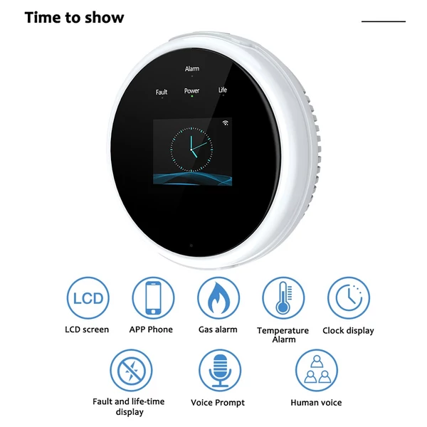 WiFi otthoni gázriasztó gázszivárgás-érzékelő Tuya APP vezérlés