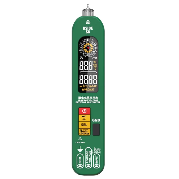 BSIDE S8 3 az 1-ben kézi multiméter, elektromos szivárgást vizsgáló toll, hőmérő 6000 számláló EBTN színes háttérvilágítású kijelző automatikus kikapcsolás funkcióval