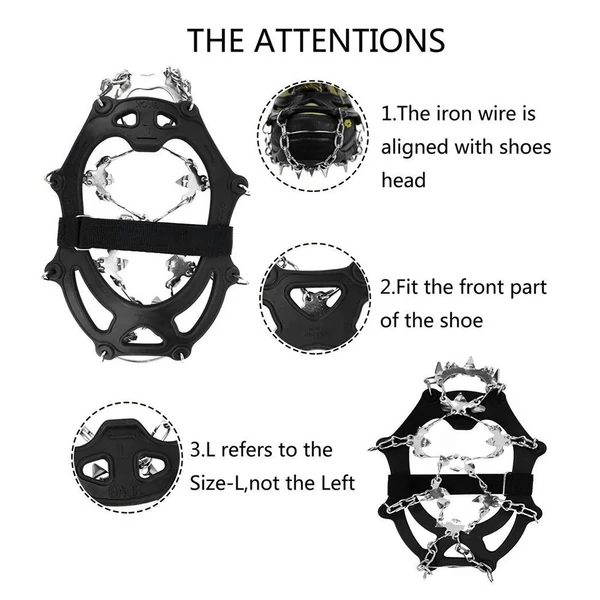 Ice Claw 201 26 fogú kültéri jég- és hómászó csúszásgátló cipőmarkolat rozsdamentes acél jégkarmokkal - L méret