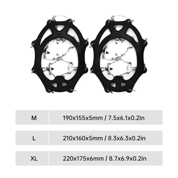 Ice Claw 201 26 fogú kültéri jég- és hómászó csúszásgátló cipőmarkolat rozsdamentes acél jégkarmokkal - L méret